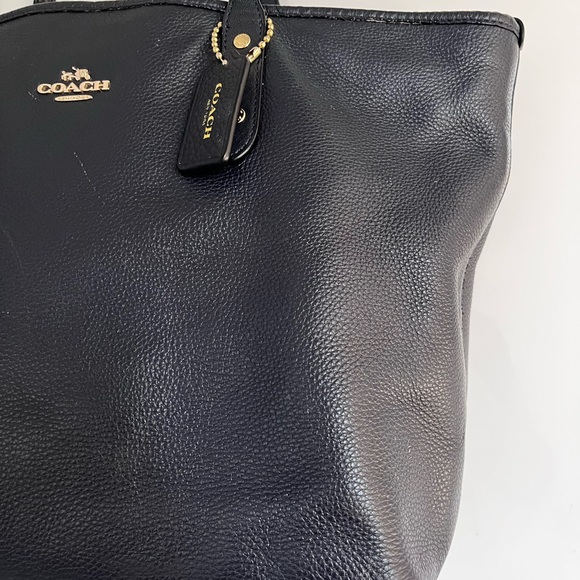 Coach Navy Blue Leather Zip Large Zip Tote Bag